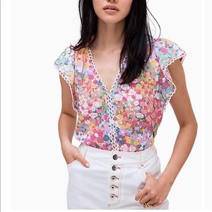Kate Spade floral burnouts top